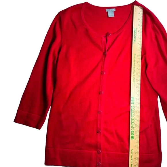 Ann Taylor Outlet Size XL Cranberry 3/4 sleeve Cardigan - Picture 4 of 7